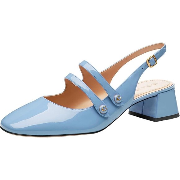 Coach Winley Mary Jane Slingback Pumps Women's Size 8 Bluebell Patent Leather - Picture 1 of 4